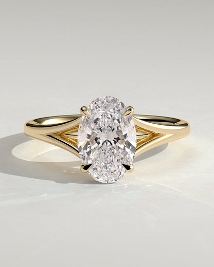 Oval Split Shank Solitaire Lab Grown Diamond Engagement Ring