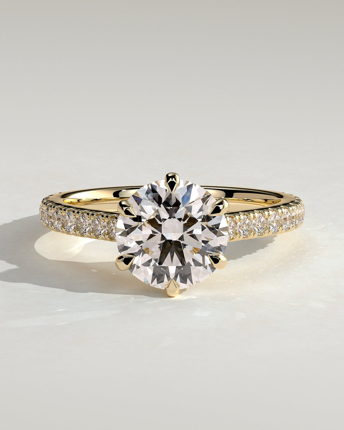 Round Pave & Cathedral Lab Grown Diamond Engagement Ring