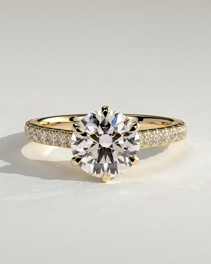 Round Pave & Cathedral Lab Grown Diamond Engagement Ring