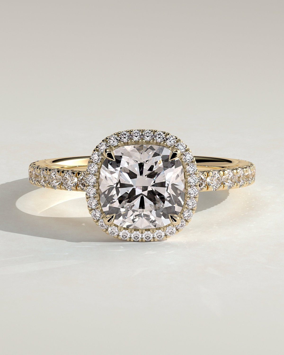 Cushion Halo and Pave Lab Grown Diamond Engagement Ring