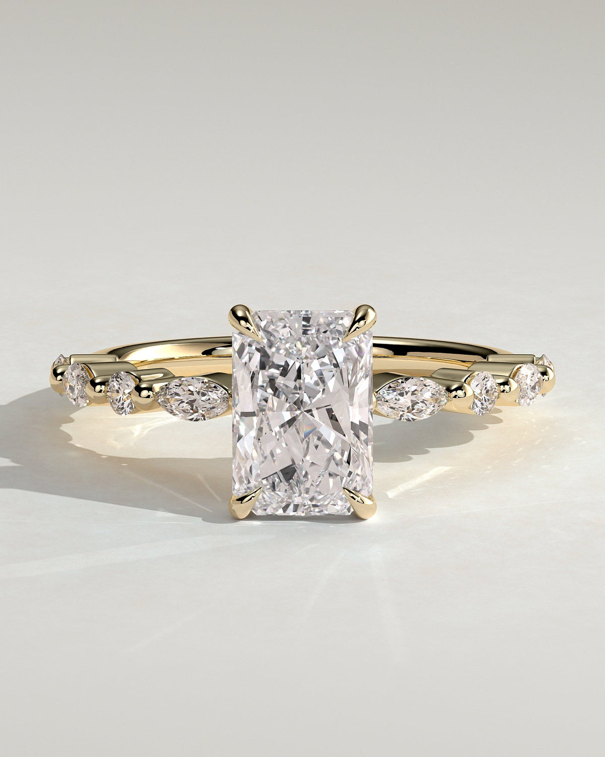 Radiant Alternating Pave Lab Grown Diamond Engagement Ring