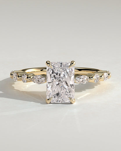 Radiant Alternating Pave Lab Grown Diamond Engagement Ring