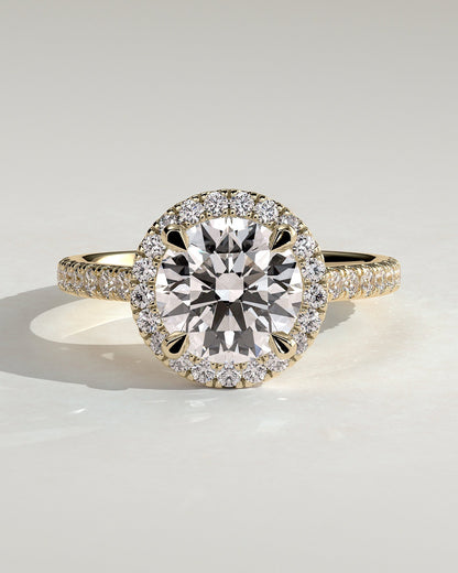Round Pave & Halo Lab Grown Diamond Engagement Ring