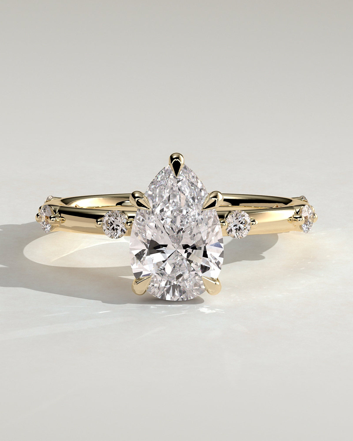 Pear Hidden Halo and Dainty Pave Lab Grown Diamond Engagement Ring