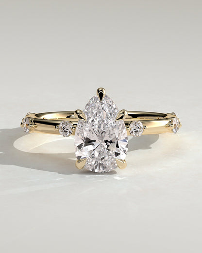 Pear Hidden Halo and Dainty Pave Lab Grown Diamond Engagement Ring