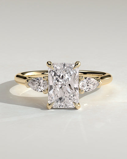 Radiant Three Stones Lab Grown Diamond Engagement Ring