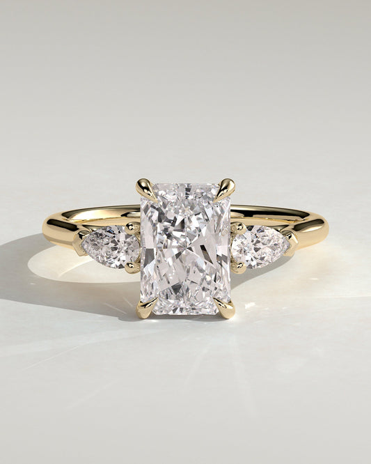 Radiant Three Stones Lab Grown Diamond Engagement Ring