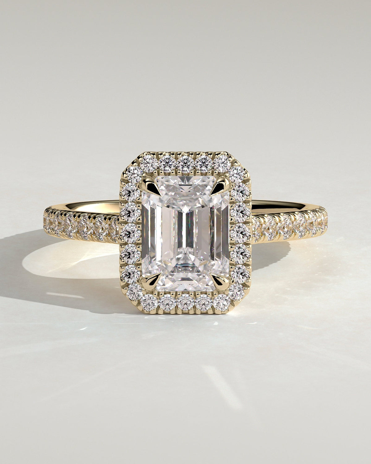 Emerald Halo and Pave Lab Grown Diamond Engagement Ring