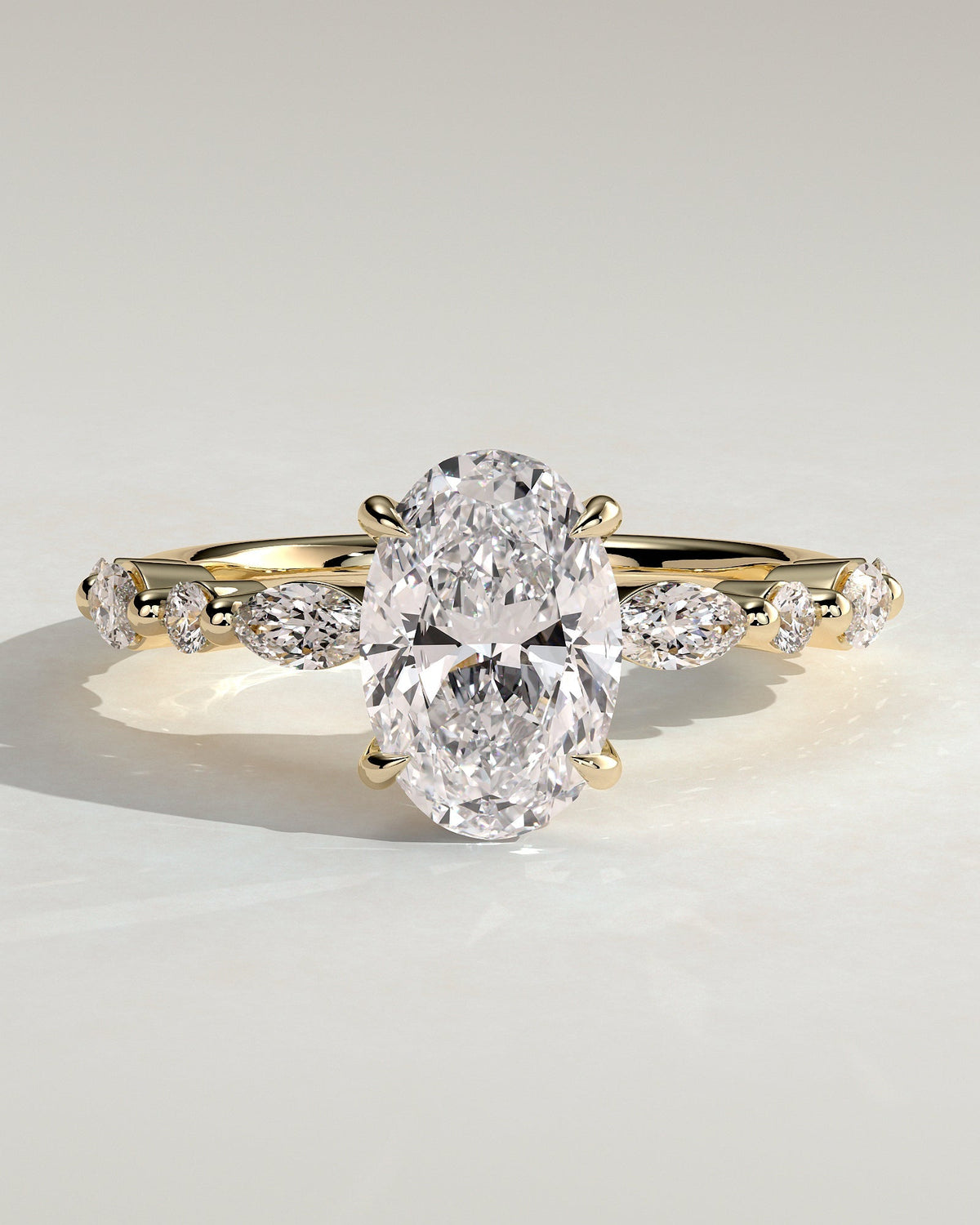Oval Alternating Pave Lab Grown Diamond Engagement Ring