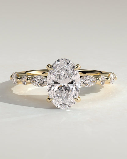 Oval Alternating Pave Lab Grown Diamond Engagement Ring