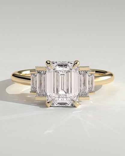 Emerald Cluster Lab Grown Diamond Engagement Ring