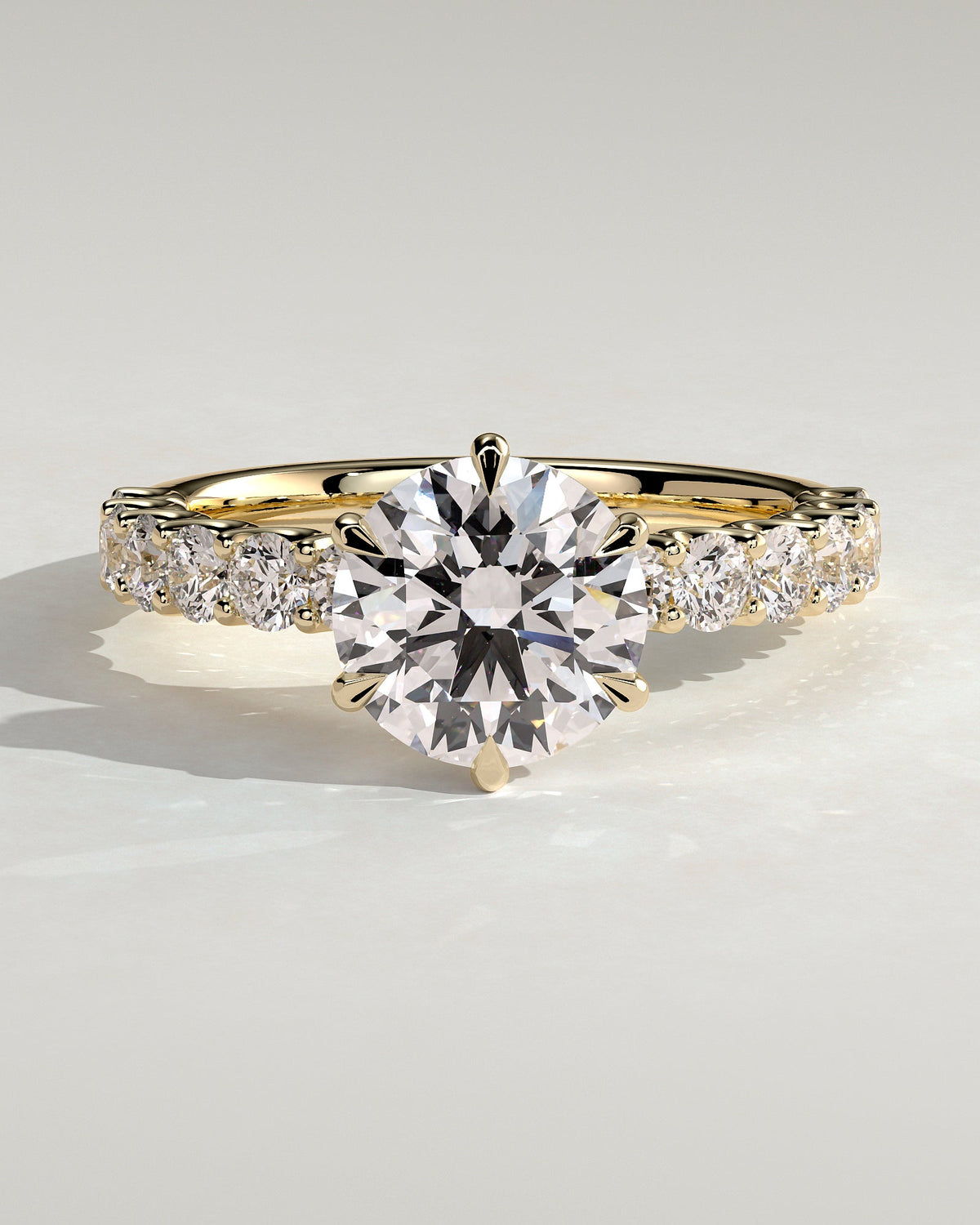 Round Bold Pave Lab Grown Diamond Engagement Ring