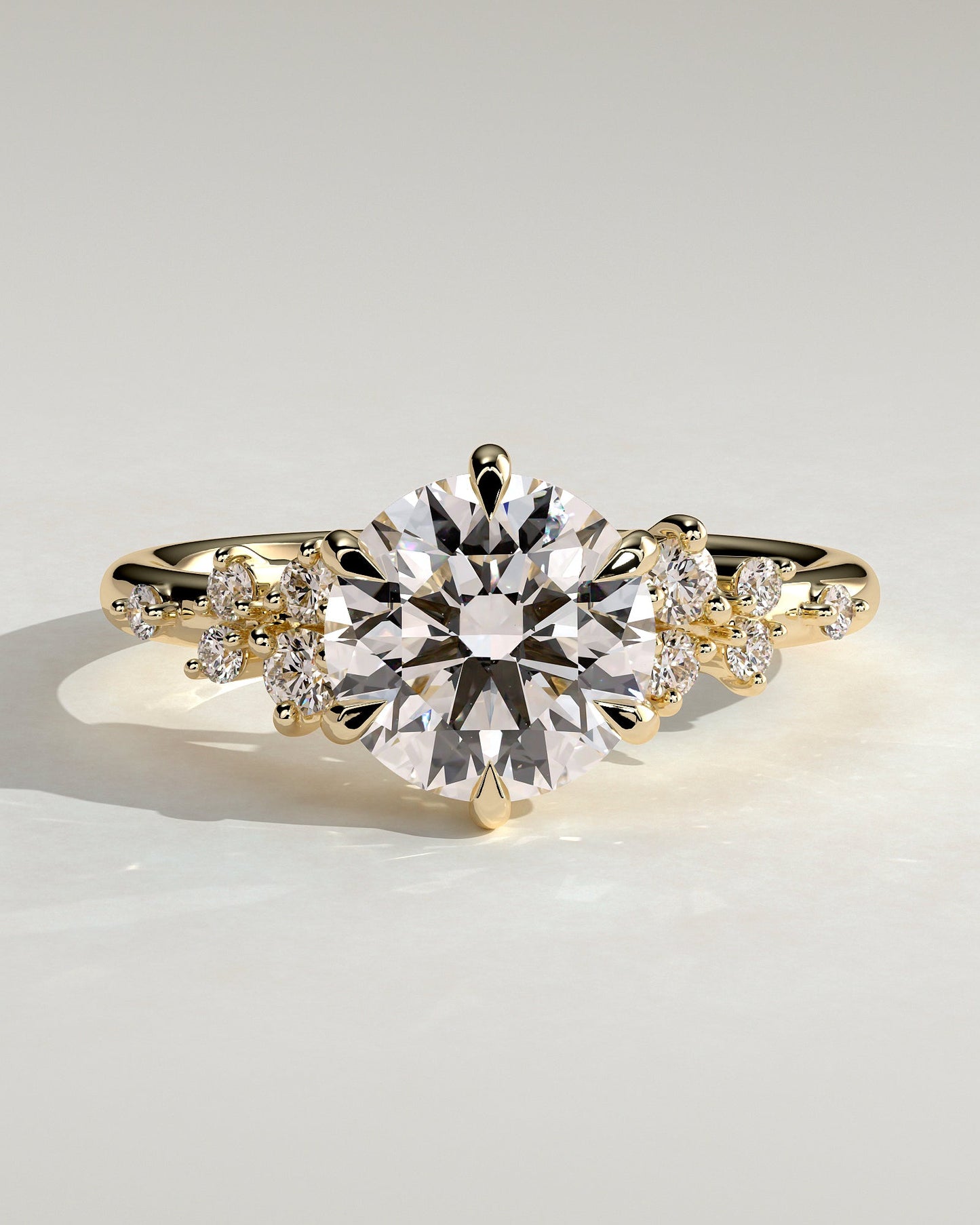 Round Cluster Lab Grown Diamond Engagement Ring