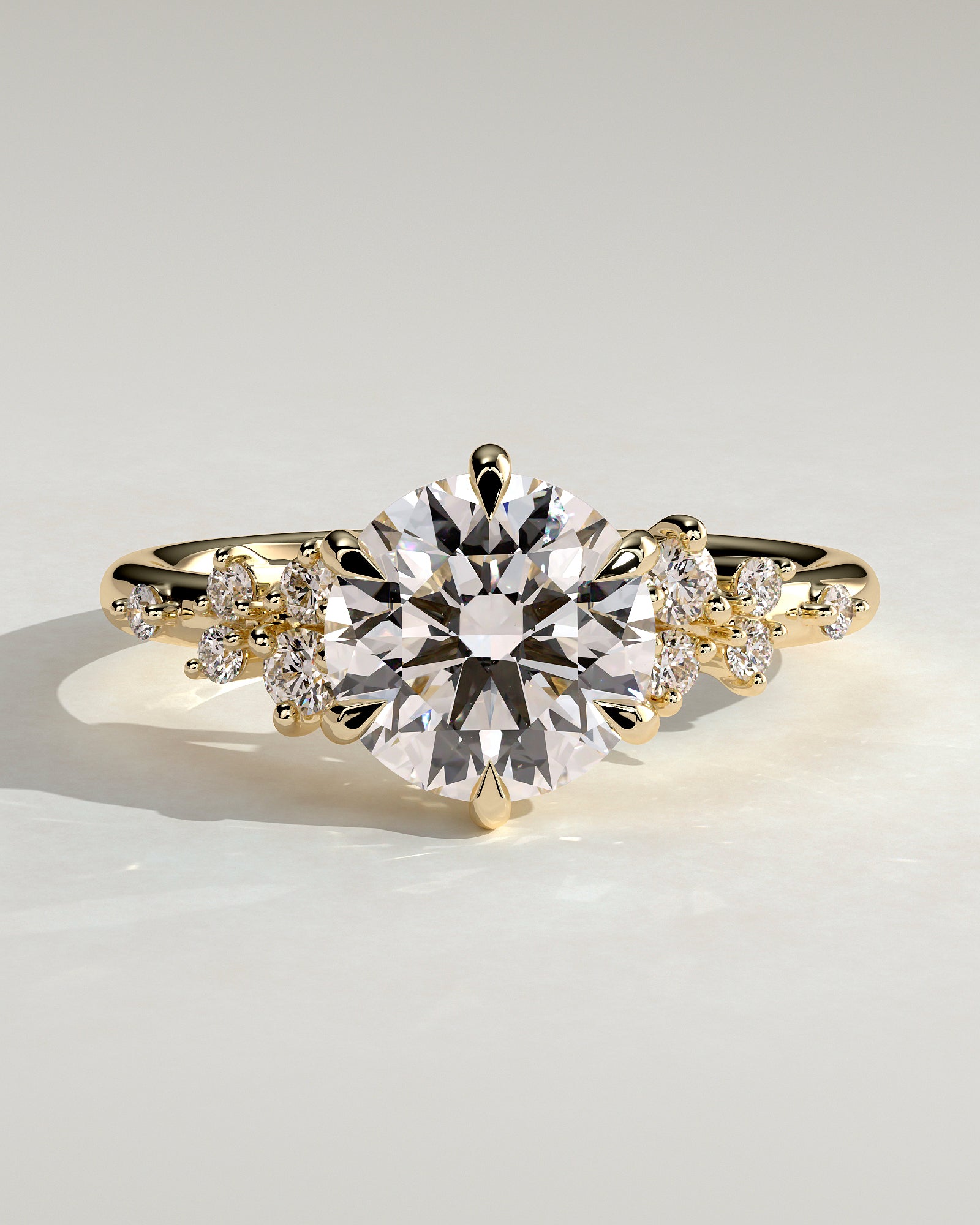 Round Cluster Lab Grown Diamond Engagement Ring