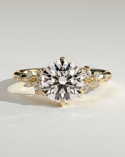 Round Cluster Lab Grown Diamond Engagement Ring