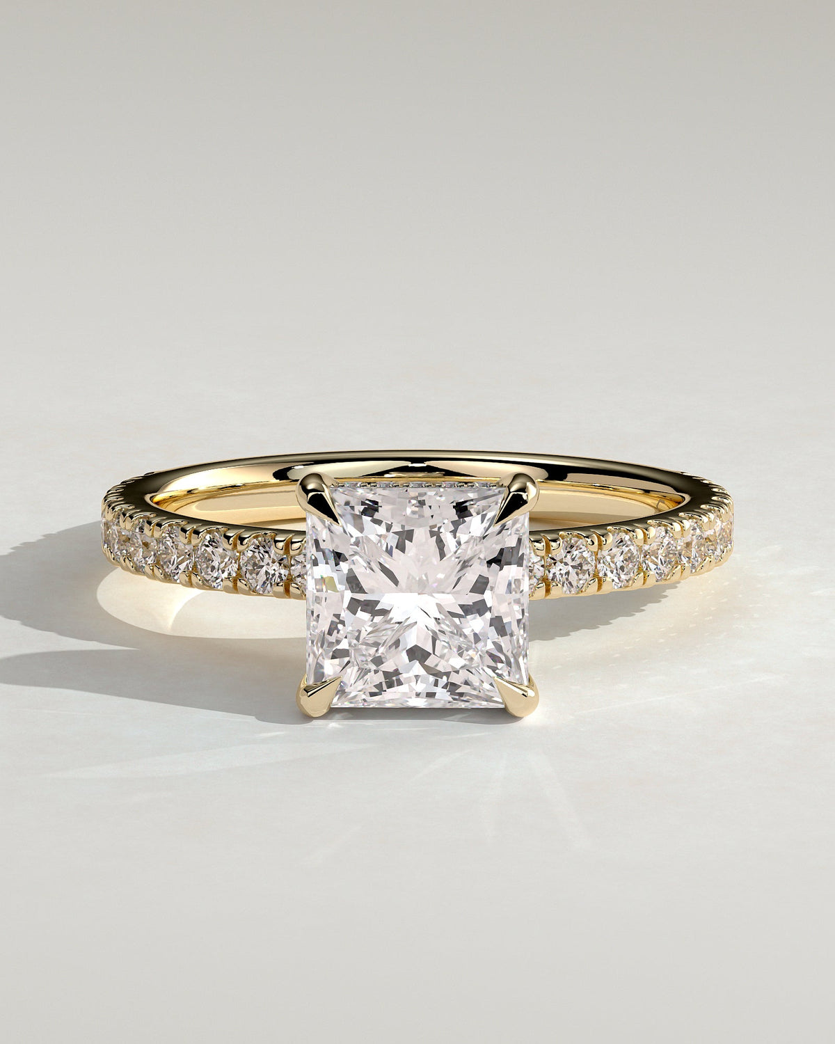 Princess Hidden Halo and Pave Lab Grown Diamond Engagement Ring