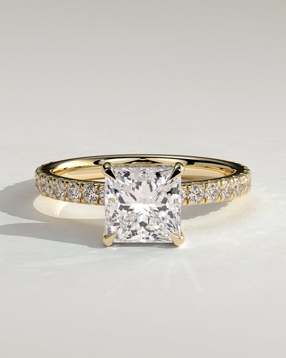 Princess Hidden Halo and Pave Lab Grown Diamond Engagement Ring