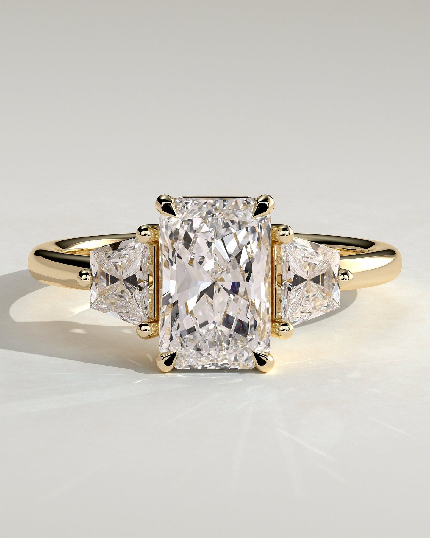 Radiant Three Stones Lab Grown Diamond Engagement Ring