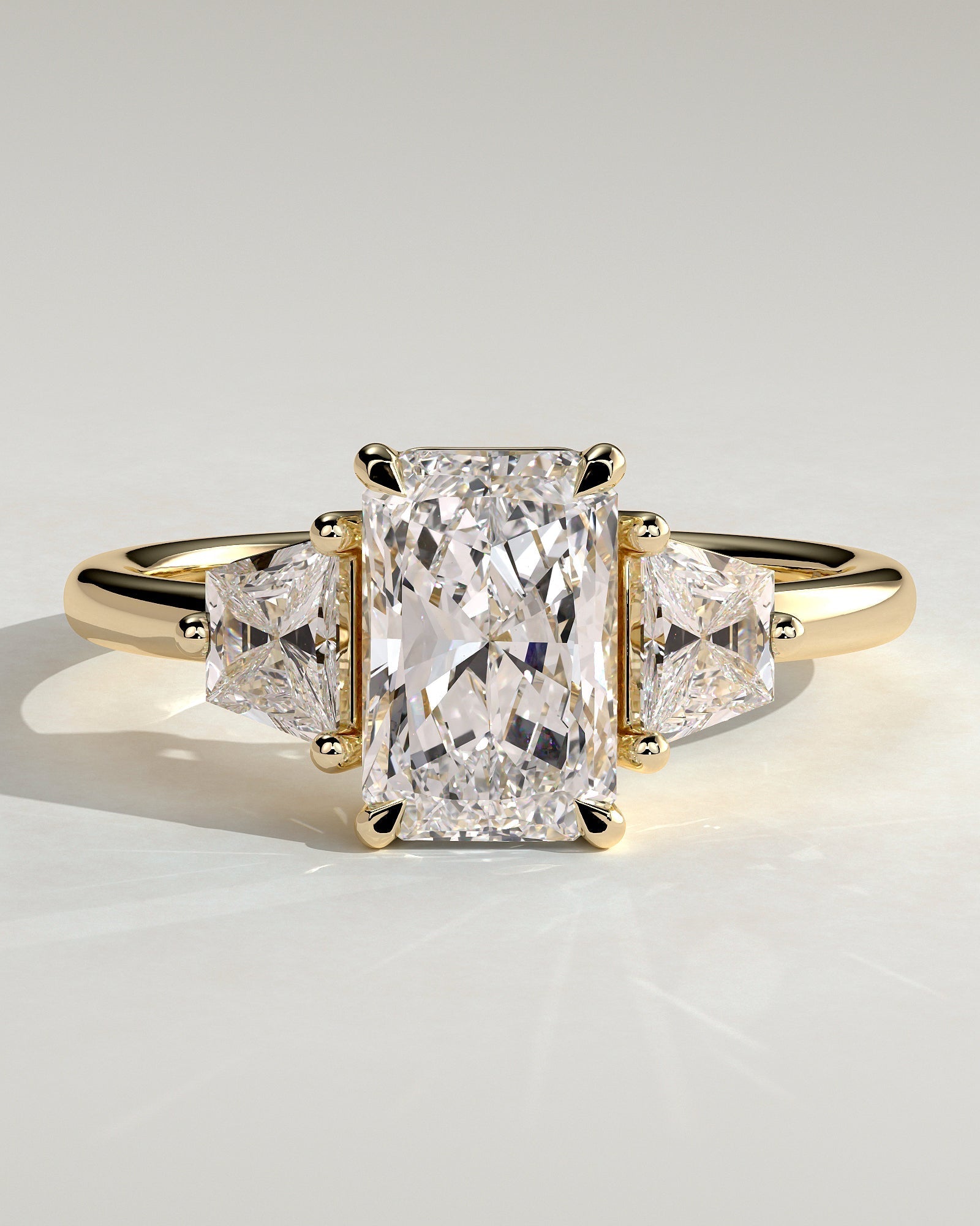 Radiant Three Stones Lab Grown Diamond Engagement Ring