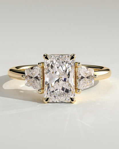 Radiant Three Stones Lab Grown Diamond Engagement Ring