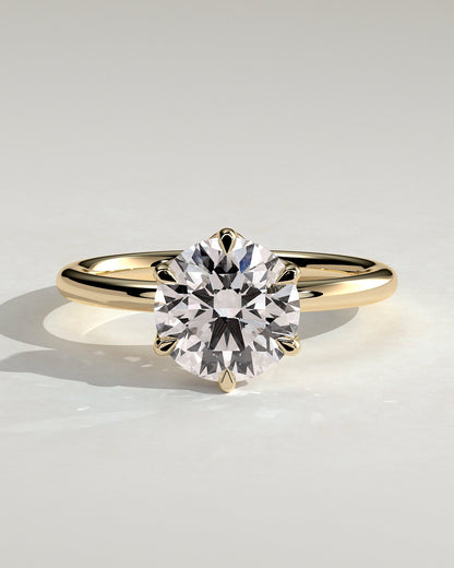 Round Claw Prong Solitaire With Petal Gallery Lab Grown Diamond Engagement Ring