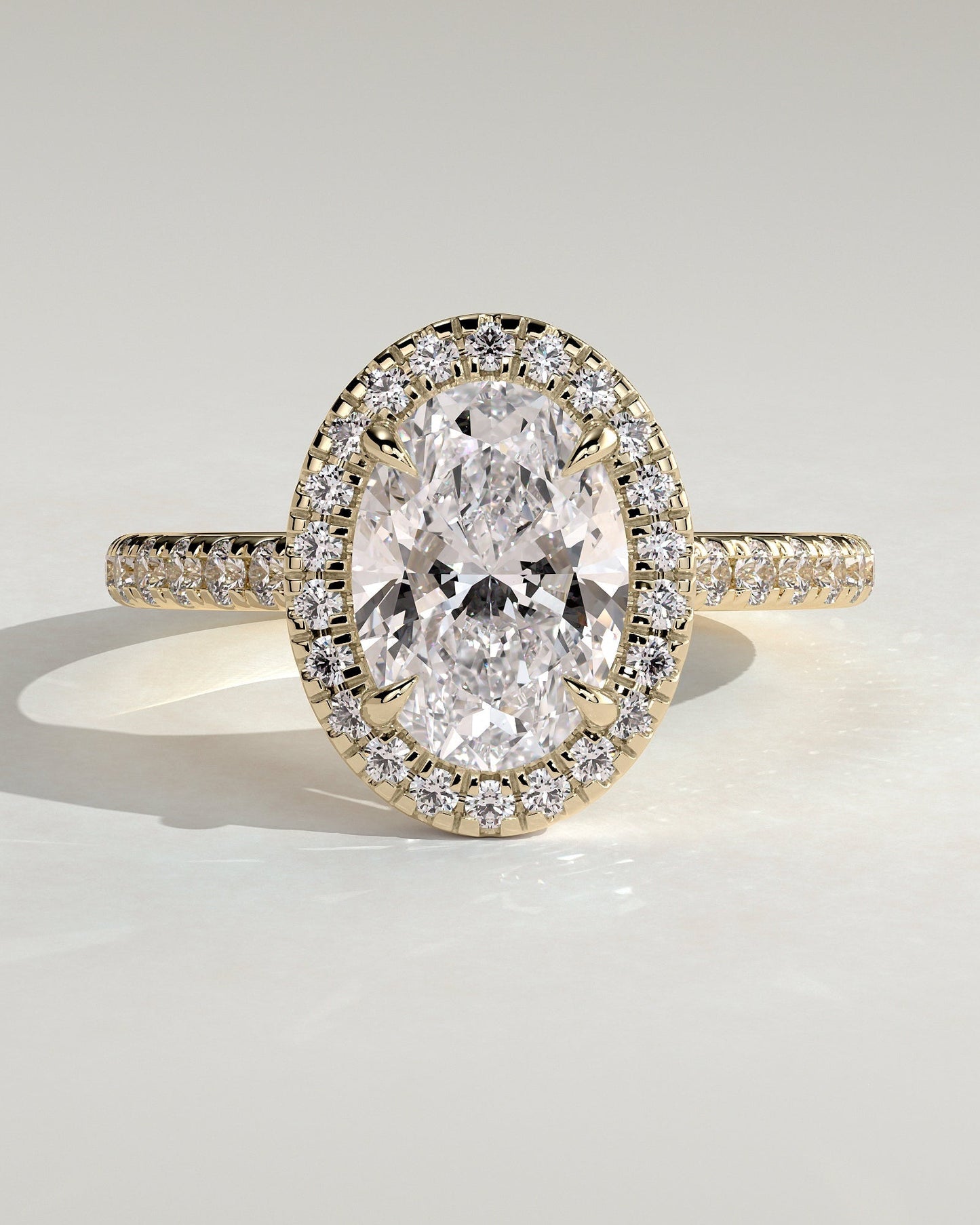 Oval Pave & Halo Lab Grown Diamond Engagement Ring