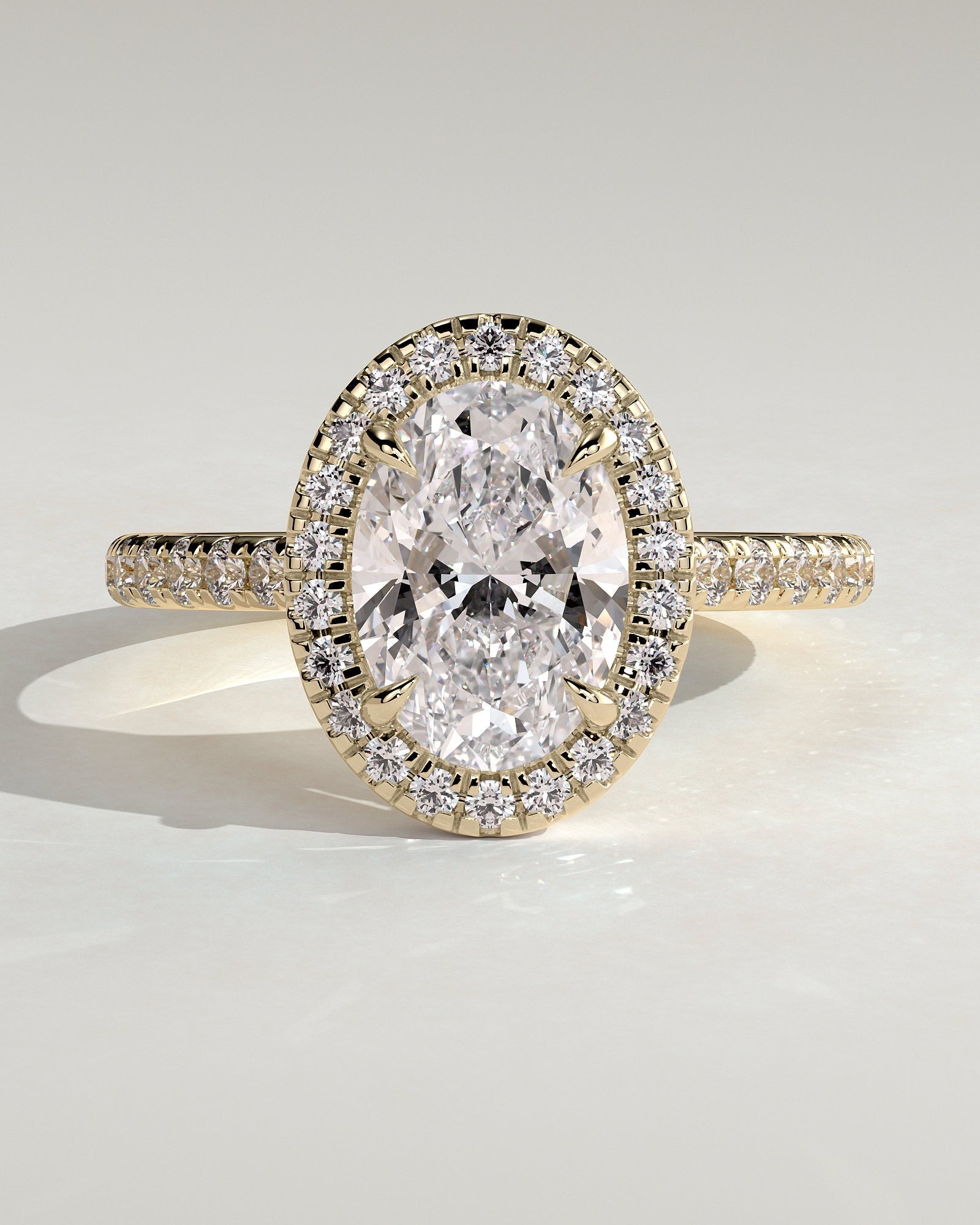 Oval Pave & Halo Lab Grown Diamond Engagement Ring