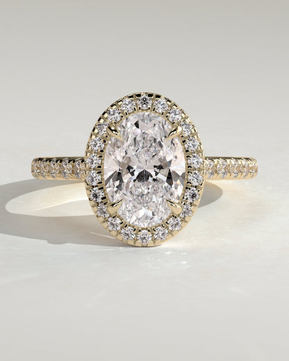Oval Pave & Halo Lab Grown Diamond Engagement Ring