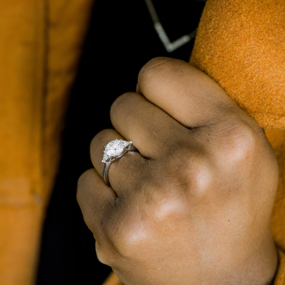 Marquise Cut Cluster Styled Lab Grown Diamond Engagement Ring