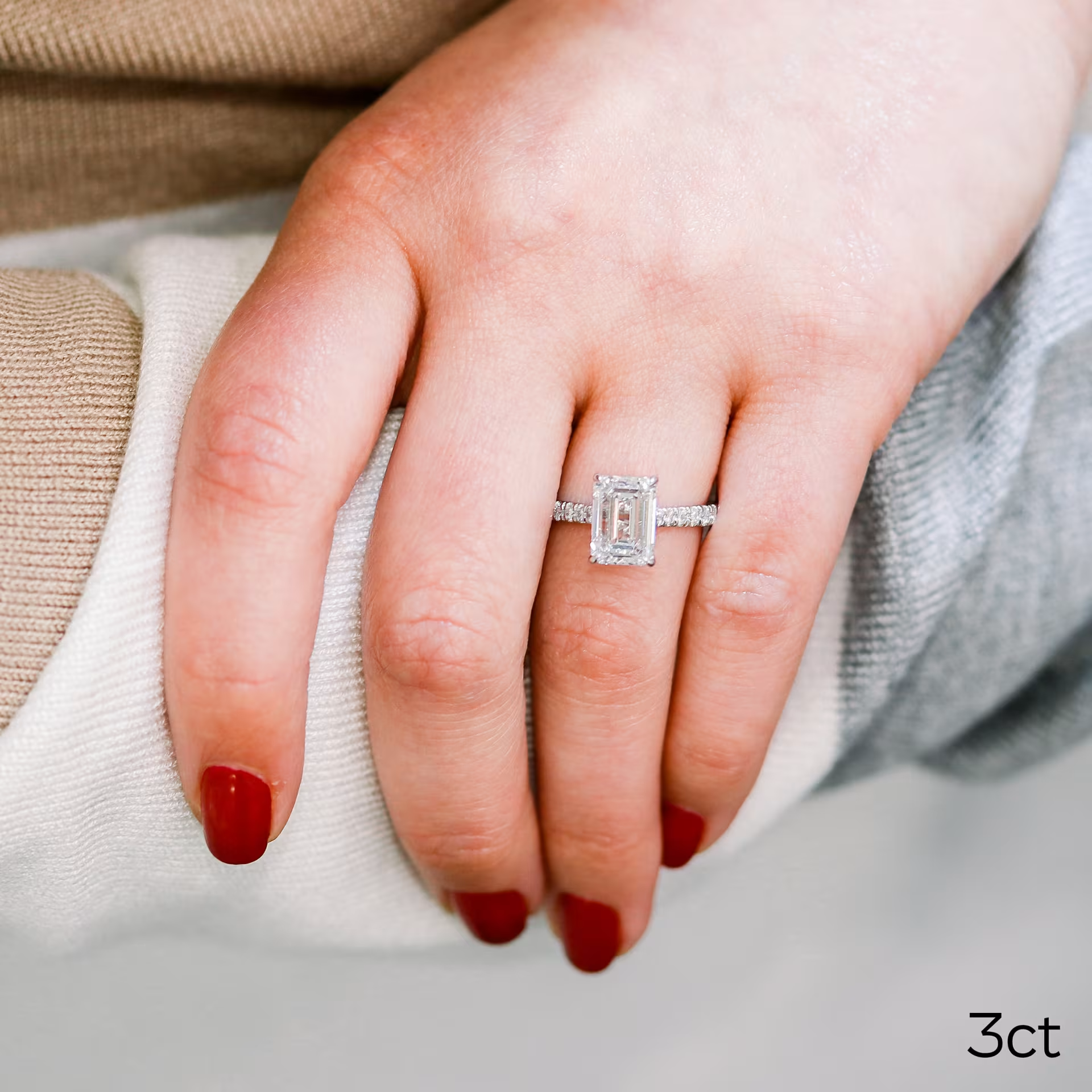 Marquise Cut Cluster Styled Lab Grown Diamond Engagement Ring