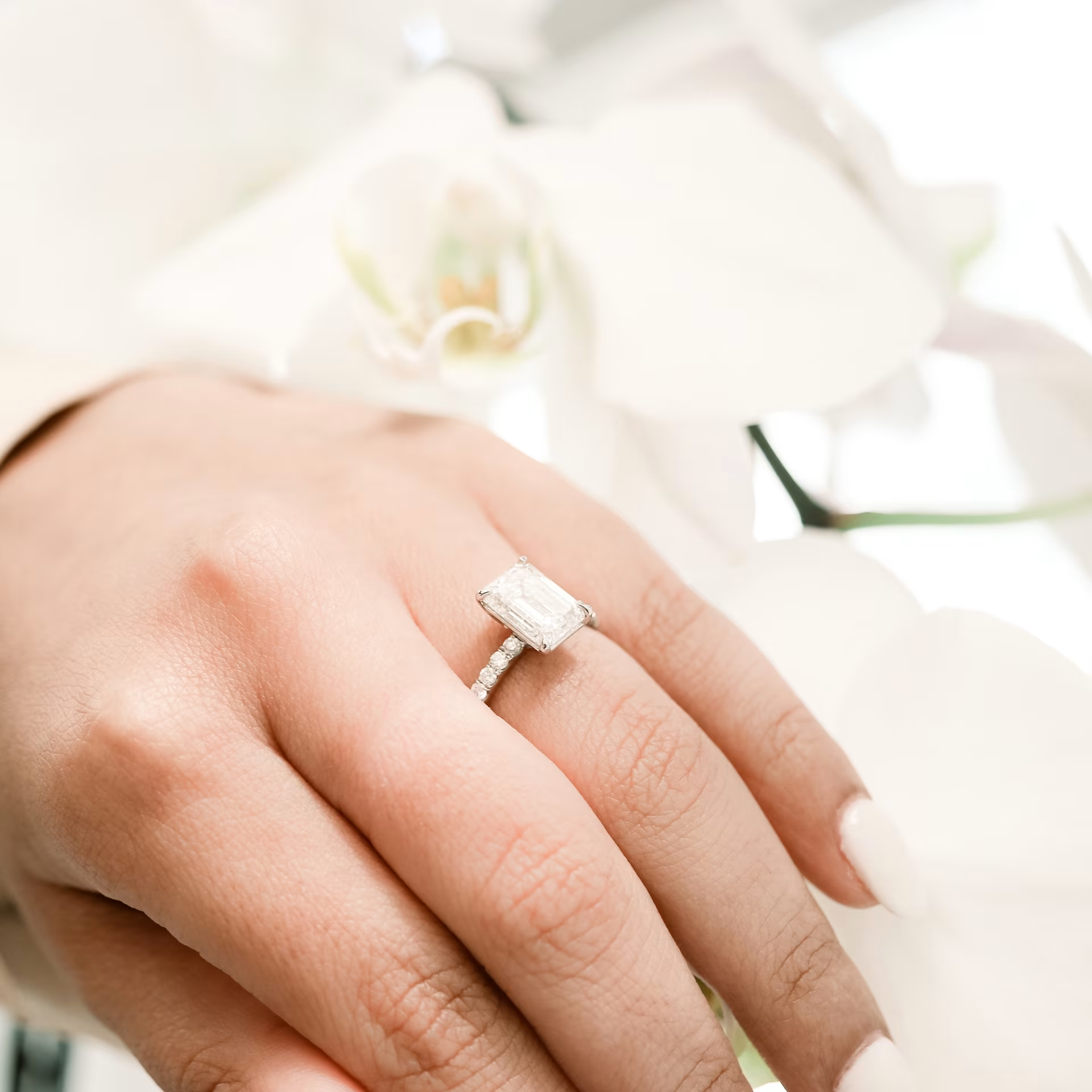 Marquise Cut Cluster Styled Lab Grown Diamond Engagement Ring