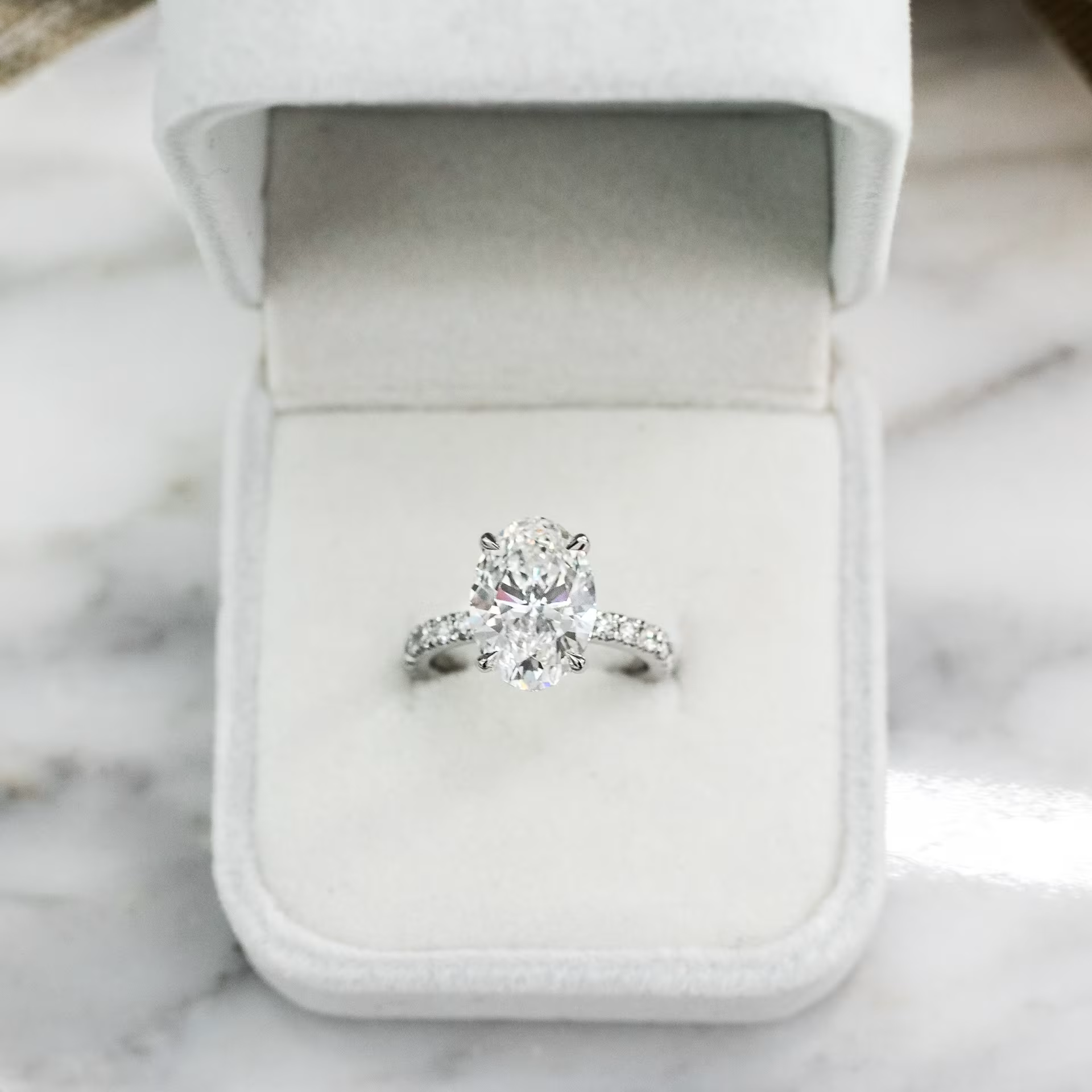 Marquise Cut Cluster Styled Lab Grown Diamond Engagement Ring