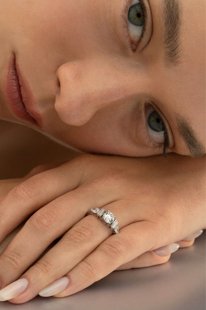 2 CT Round Three Stones Lab Grown Diamond Engagement Ring