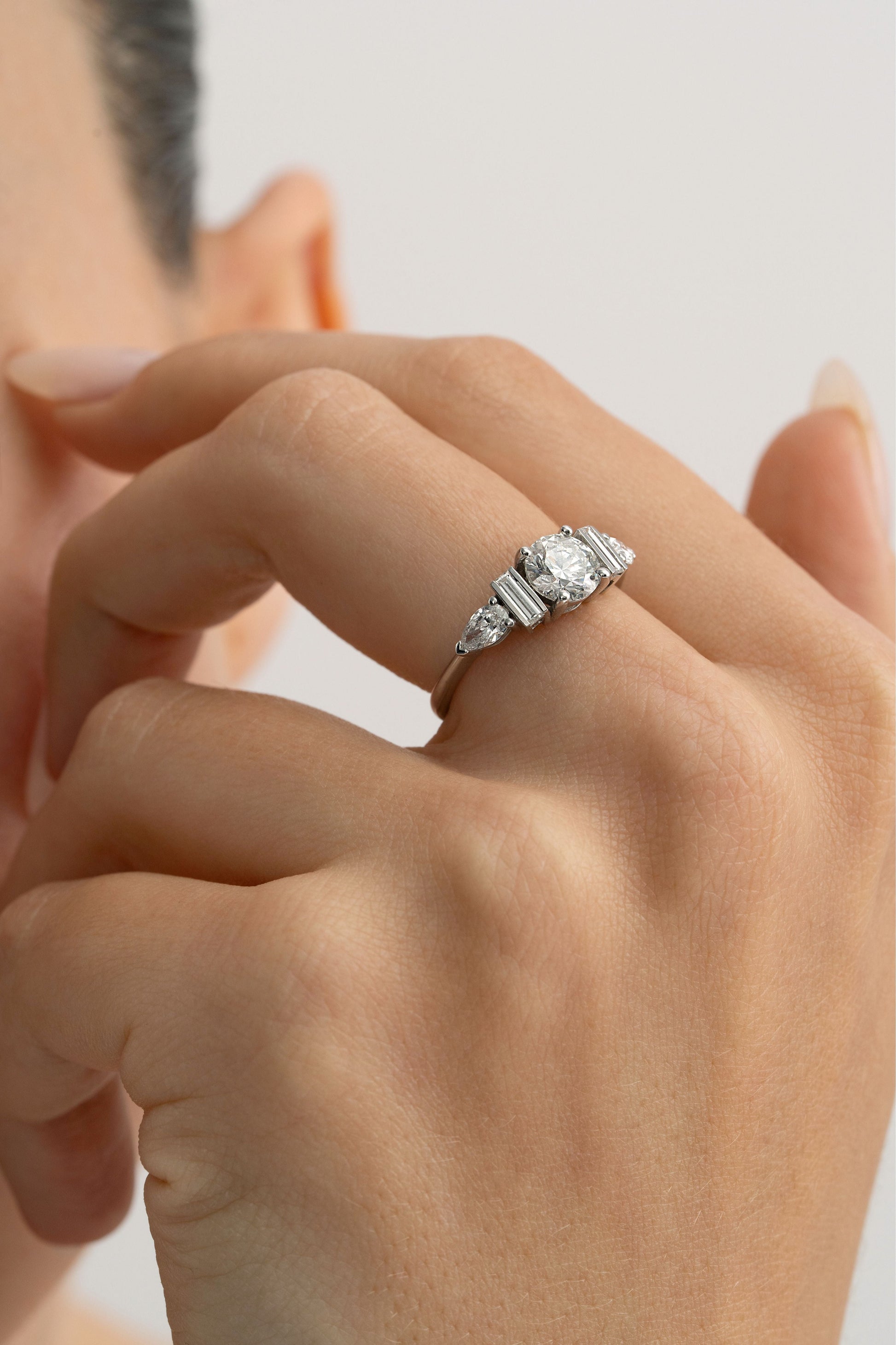 2 CT Round Three Stones Lab Grown Diamond Engagement Ring