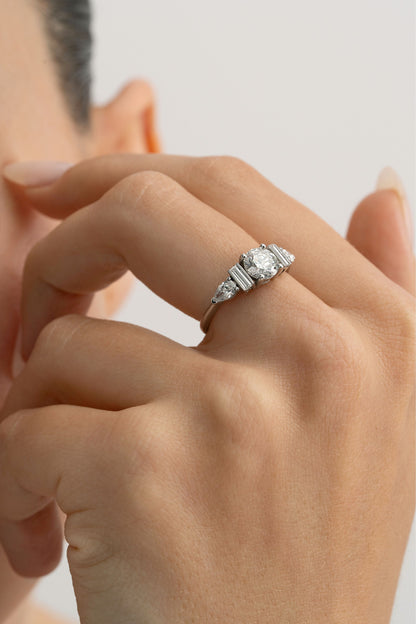 2 CT Round Three Stones Lab Grown Diamond Engagement Ring