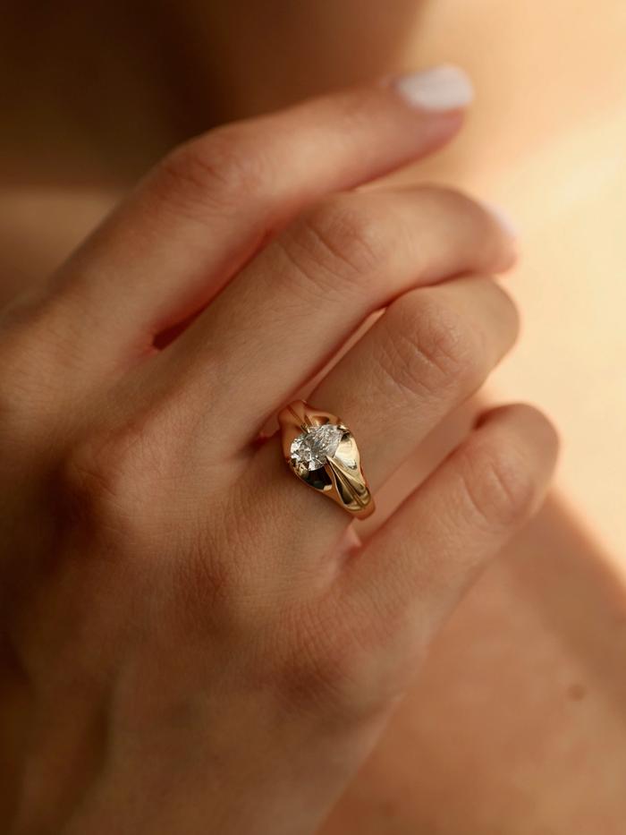 Marquise Cut Cluster Styled Lab Grown Diamond Engagement Ring