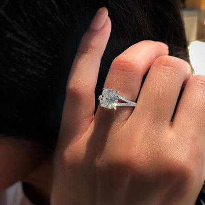 1.20 CT Cushion Solitaire & Split Shank Moissanite Engagement Ring 3