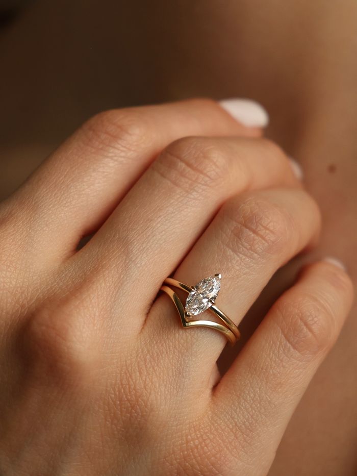 Marquise Cut Cluster Styled Lab Grown Diamond Engagement Ring