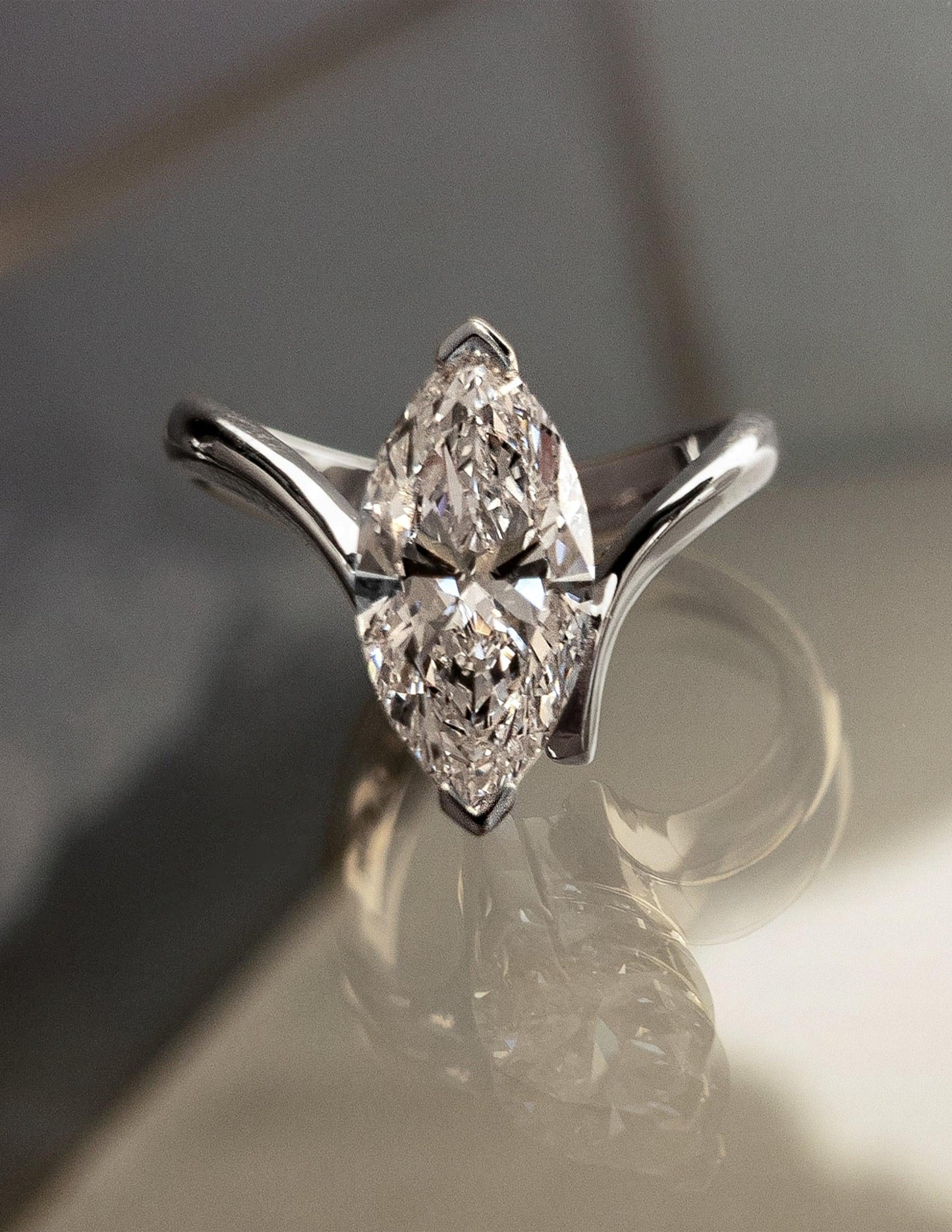 2 CT Marquise Unique Swirl Solitaire Lab Grown Engagement Ring