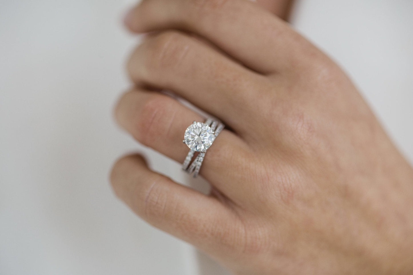 2.50 CT Round Solitaire Hidden Halo Moissanite Engagement Ring 8