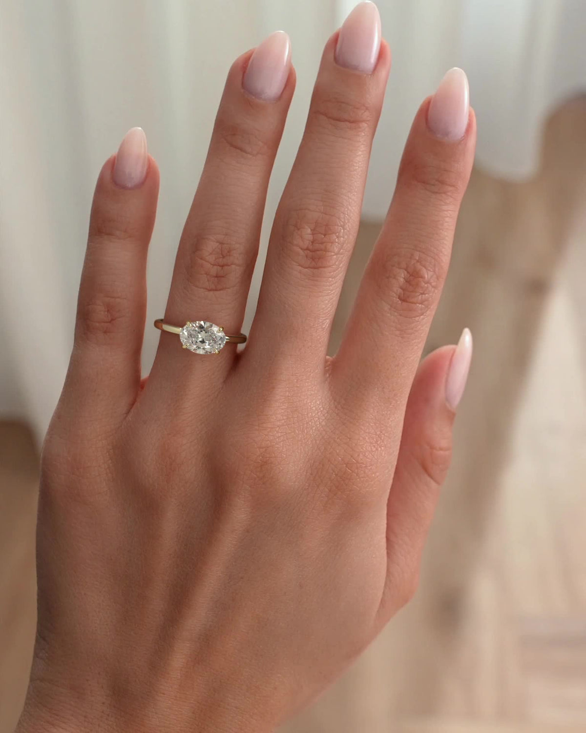 Oval East West Solitaire Lab Grown Diamond Engagement Ring