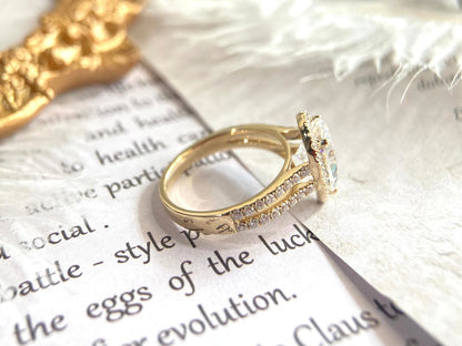 Stunning 3.0 CT Pear Moissanite Engagement Ring with Halo & Pave Design 2