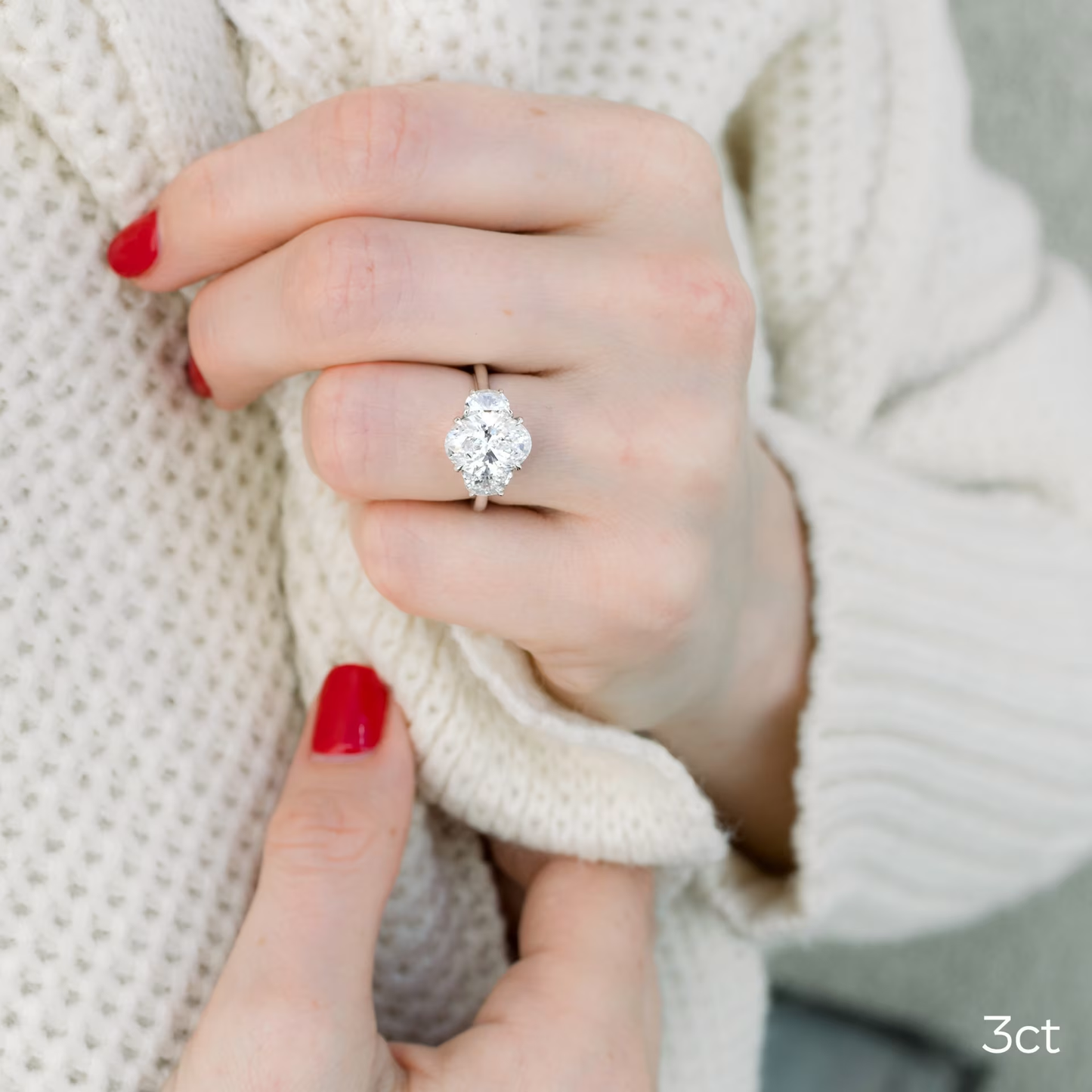 Marquise Cut Cluster Styled Lab Grown Diamond Engagement Ring