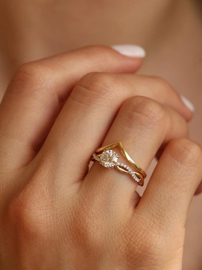 Marquise Cut Cluster Styled Lab Grown Diamond Engagement Ring