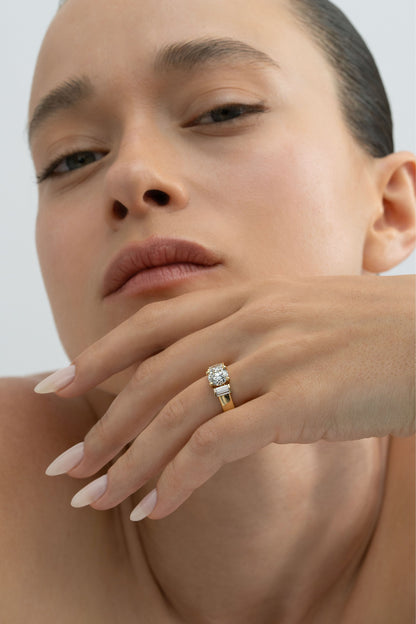 2 CT Round Three Stones Lab Grown Diamond Engagement Ring