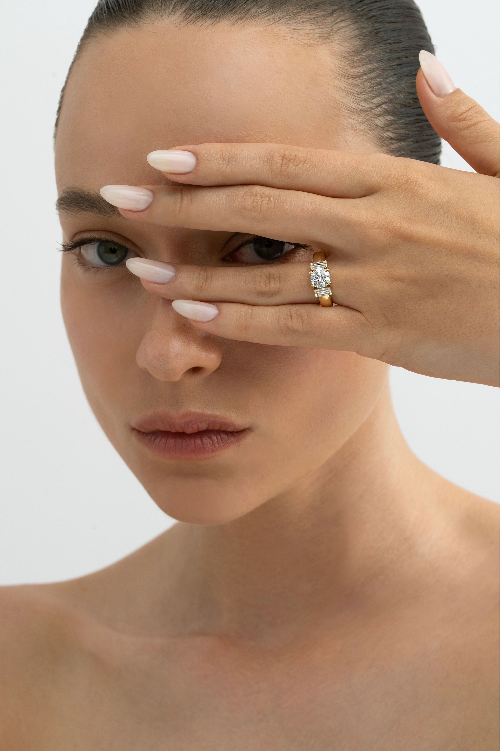 2 CT Round Three Stones Lab Grown Diamond Engagement Ring