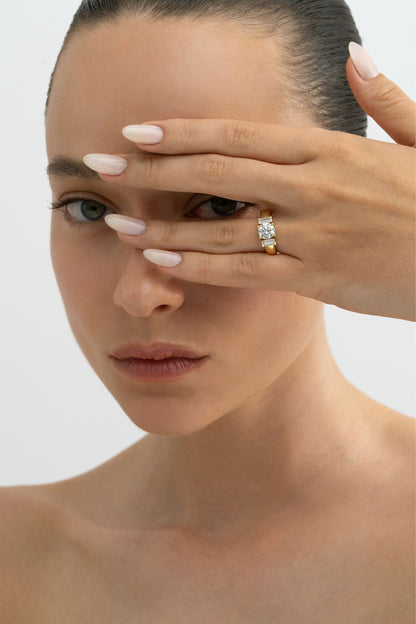 2 CT Round Three Stones Lab Grown Diamond Engagement Ring