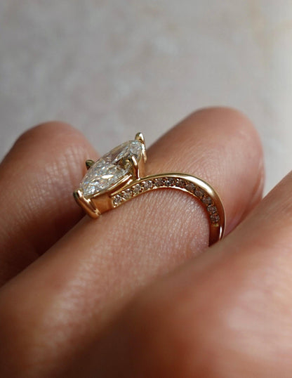 2.5 CT Marquise Swirl Hidden Pave Lab Grown Engagement Ring