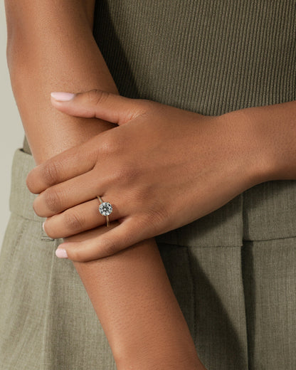 Round Cathedral & Hidden Halo Lab Grown Diamond Engagement Ring