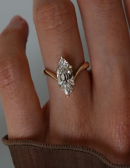 2.25CT Antique Moval Lab Grown Engagement Ring